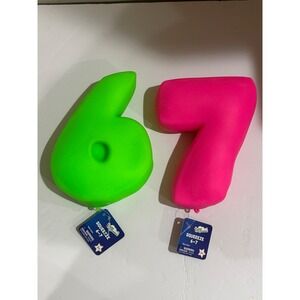 Toymendous Squeeze 6 7 Squishy Toy Brand New- GREEN/PINK